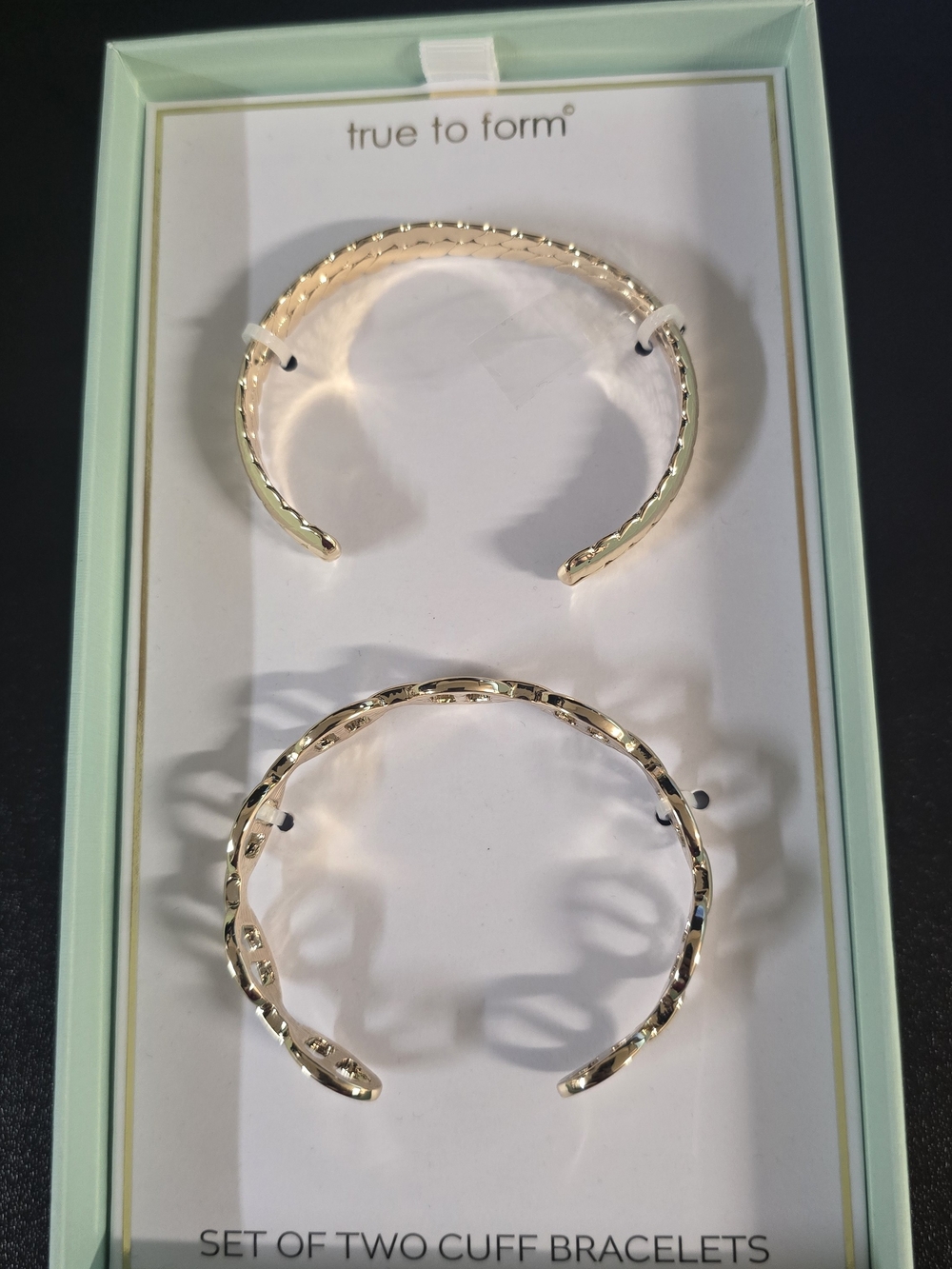 True to Form Gold Cuff Bracelet Set - Two Open Cuffs